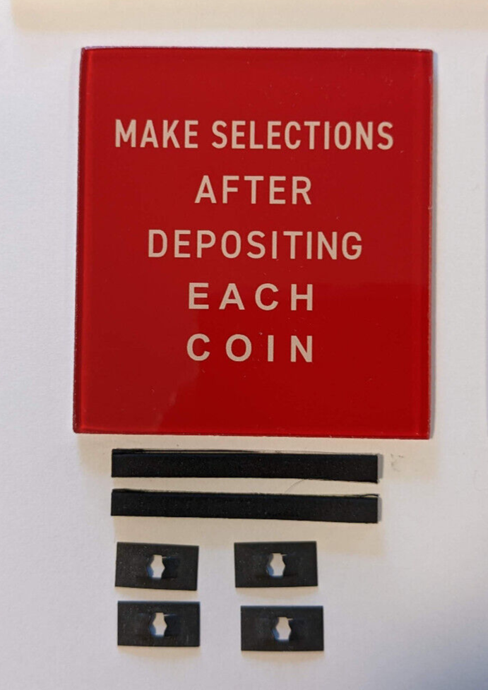 Seeburg A B BL C Jukebox Instruction Glass MAKE, PRESS, Light Diffuser & Gaskets