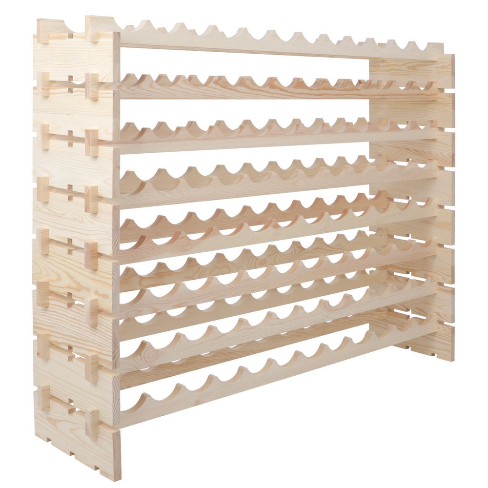 72/96 Bottles Wine Rack Holder Wood Display Shelves Stackable Storage Solid
