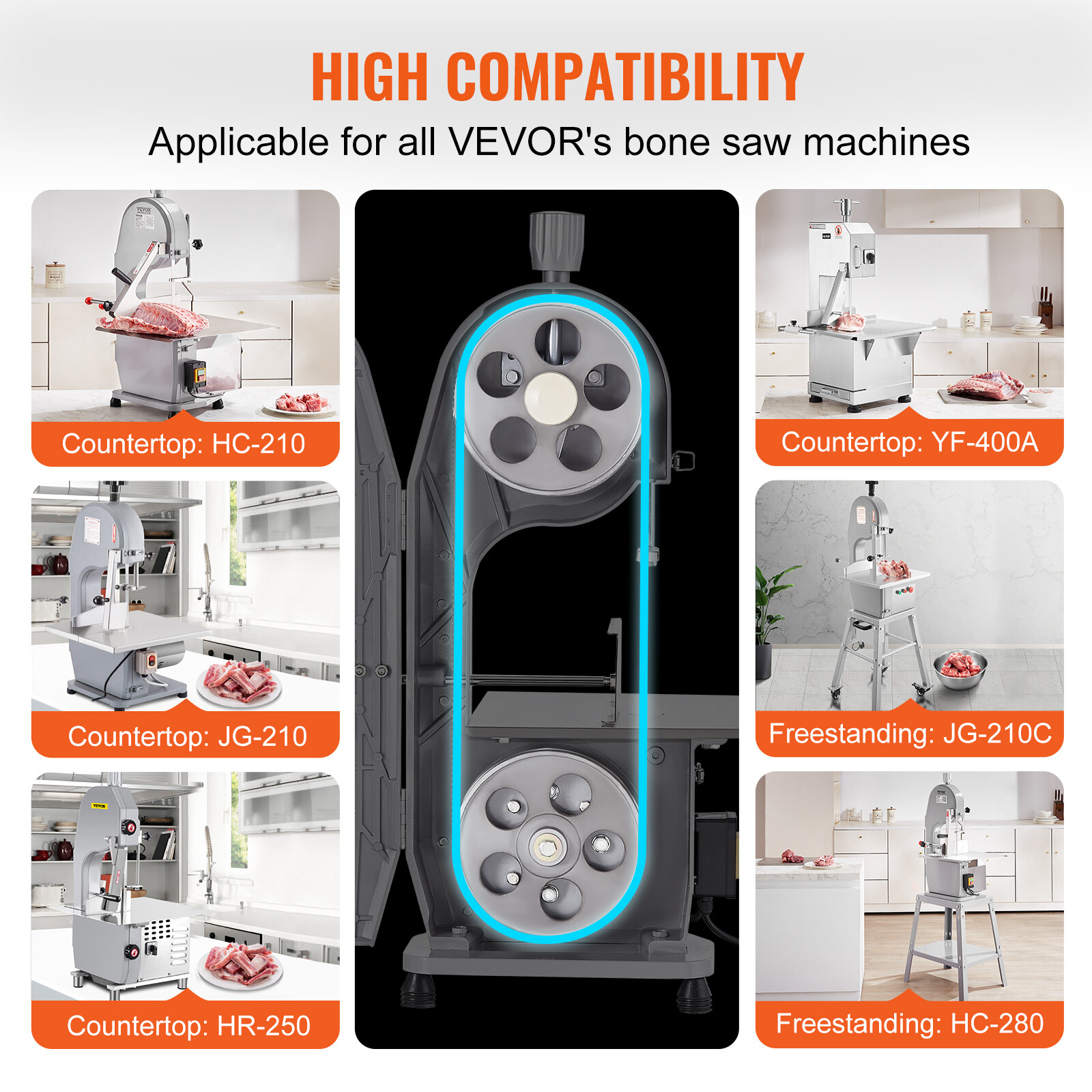 VEVOR Band Saw Blade 1650*16*0.56 mm for Cutting Meat Bone Carbon Steel 5 PCS