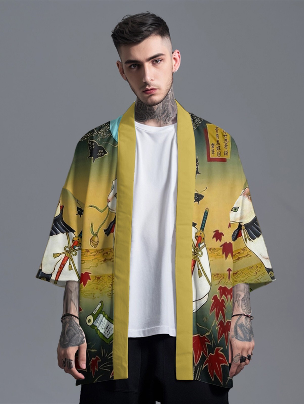 Niepce Unisex Japanese Graphic Lightweight Kimono Cardigan Shirt Tops