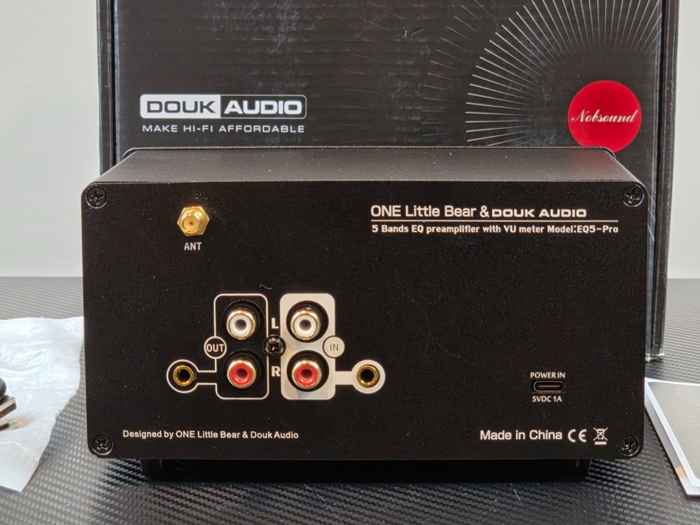 Douk Audio EQ5 Pro 5-Band EQ Preamplifier Bluetooth Receiver Dual VU Meter