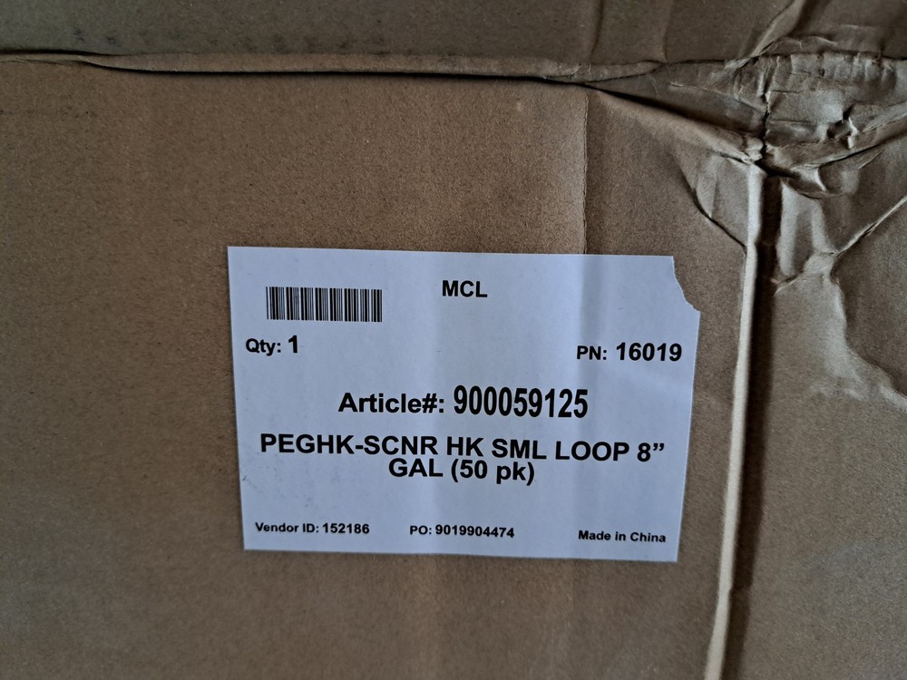 (50 Pk) Peg Hook Scanner With Loop Hanger 8" Galvanized For Peg Board & Slatwall