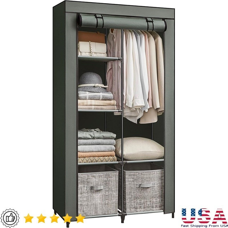 Portable Closet Organizer Dustproof Cover Easy Assembly Storage Solution New