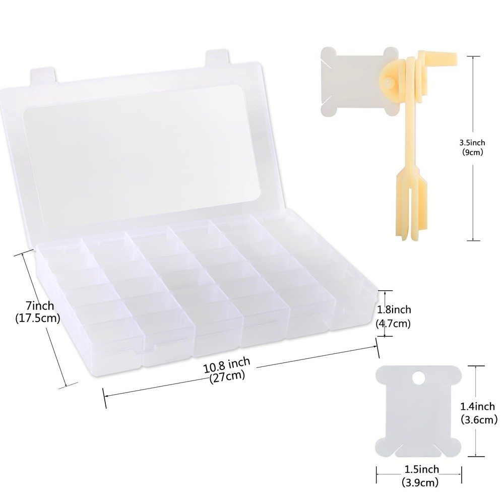 Embroidery Floss Organizer Box Tools - Bobbin Winder, 1 Removable 36 Compartm...