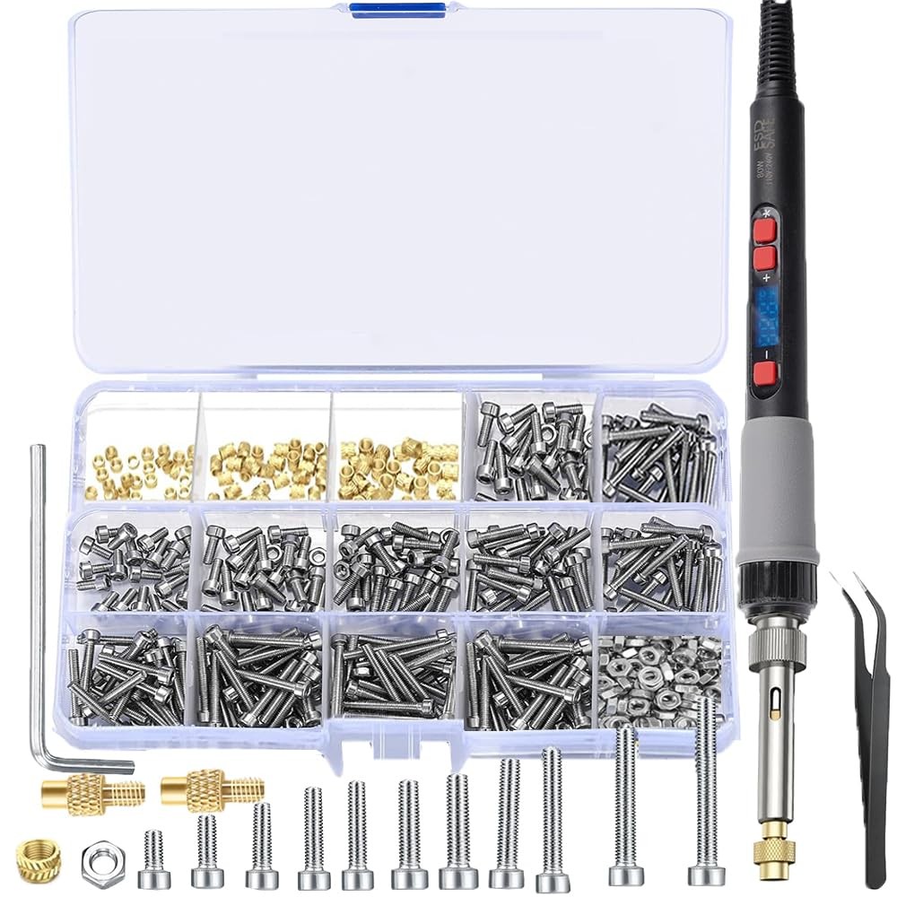Heat-Set Insert Tip Set - Soldering Iron with 235Pcs Thread Inserts, 2Pcs M3 ...