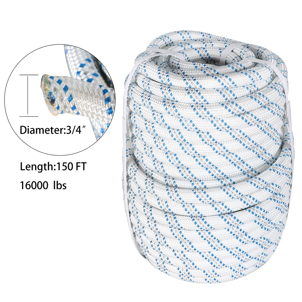 Double Braid Polyester Rope Arborist Bull Rope Pulling Rigging Line 3/4"x150'