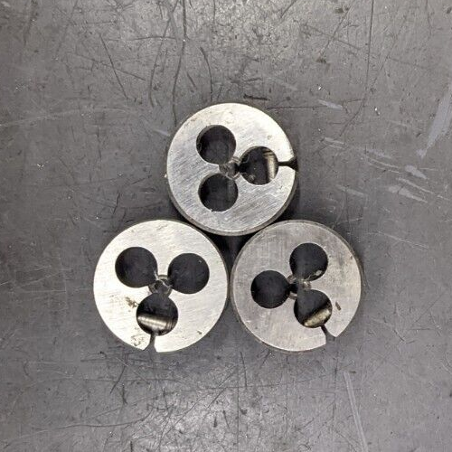 3 Round Dies 0-80 UNF 13/16" OD Screw Adjusting Die CS Carbon Steel Rethreading