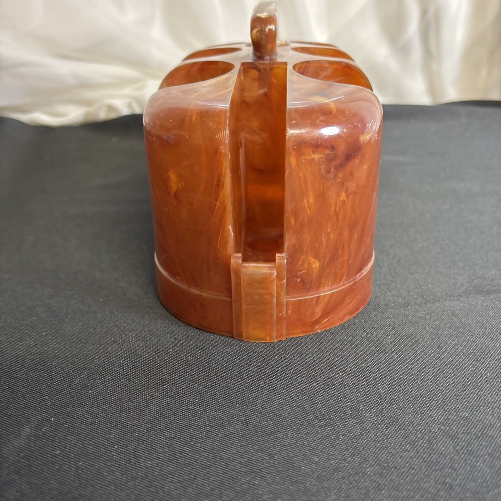 Bakelite Catalin Poker Chip Caddy Butterscotch Brown Swirl Marbled Translucent