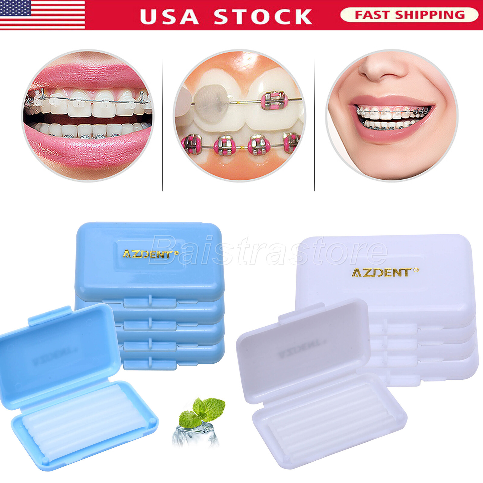 AZDENT Dental Orthodontic Wax comes differentpleasant flavors For Bracket Braces