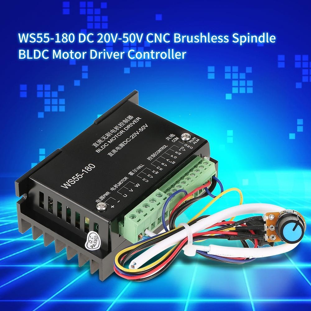 DC 20V-50V WS55-180 CNC Brushless Spindle BLDC Electromotor Driver Controller