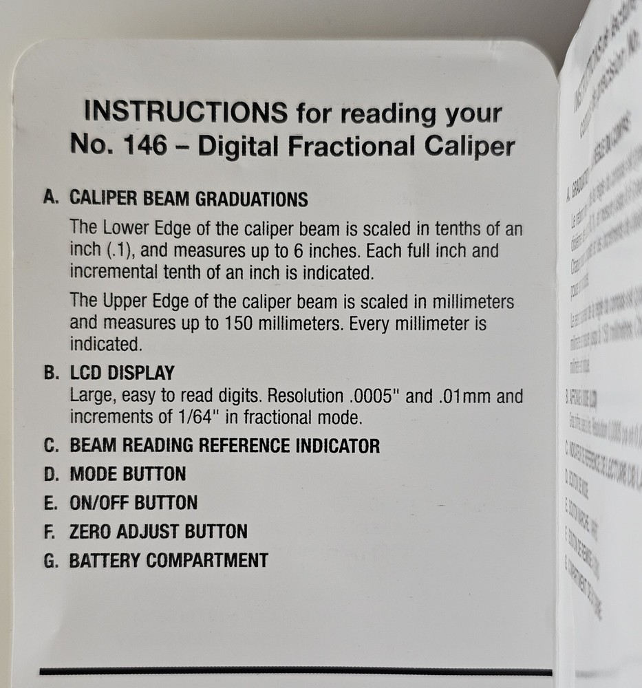 General Tools Instruments # 146 Digital Caliper Range 150mm Parts only Utested