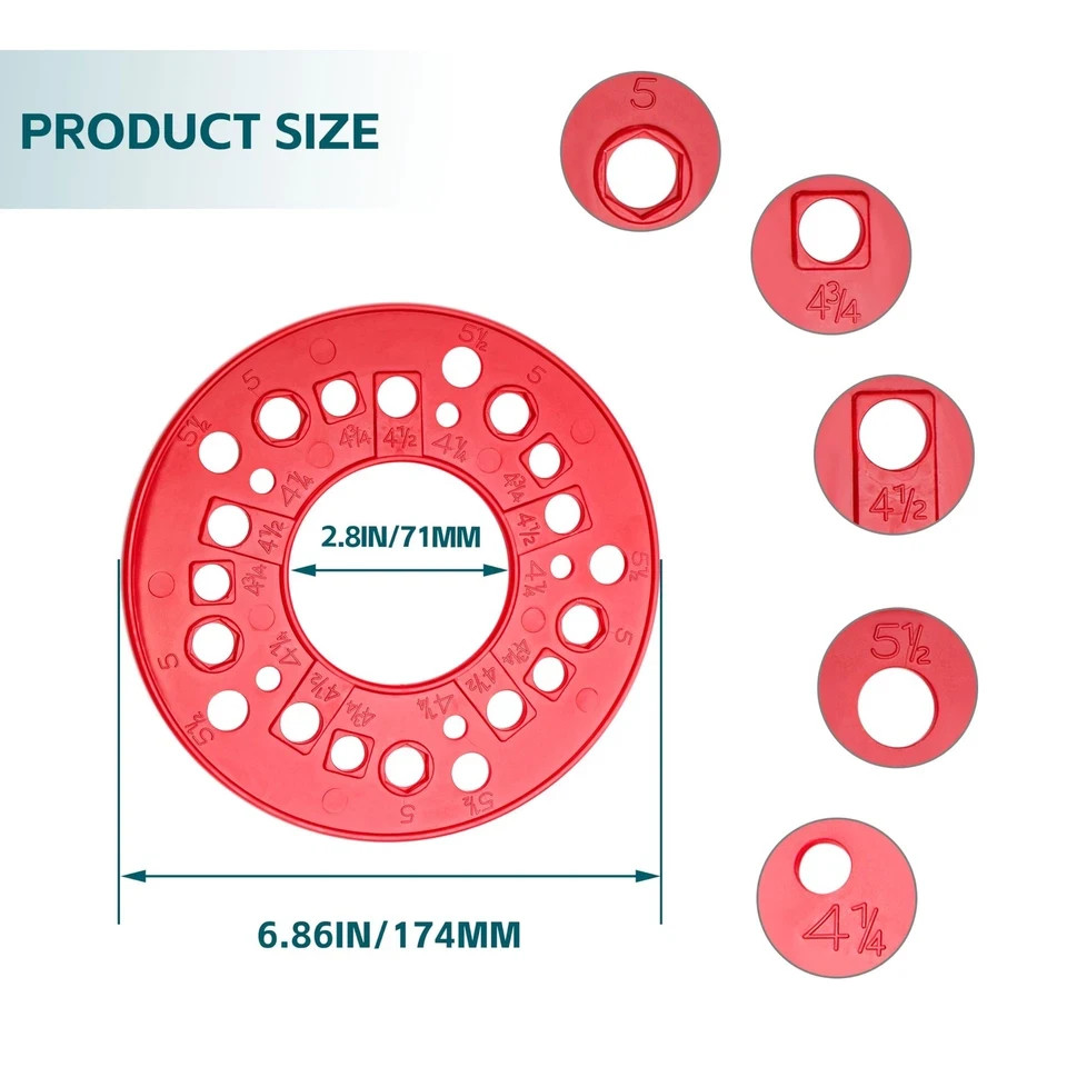 eaacaa Wheel Bolt Pattern Measuring Tool, 5 Lug Template Gauge for 1 Pcs