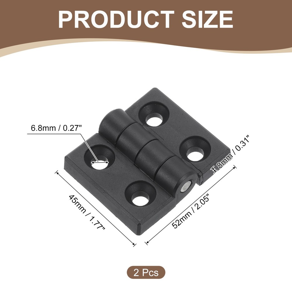 2pcs adjustable hinges 180° 45x52mm black block for table