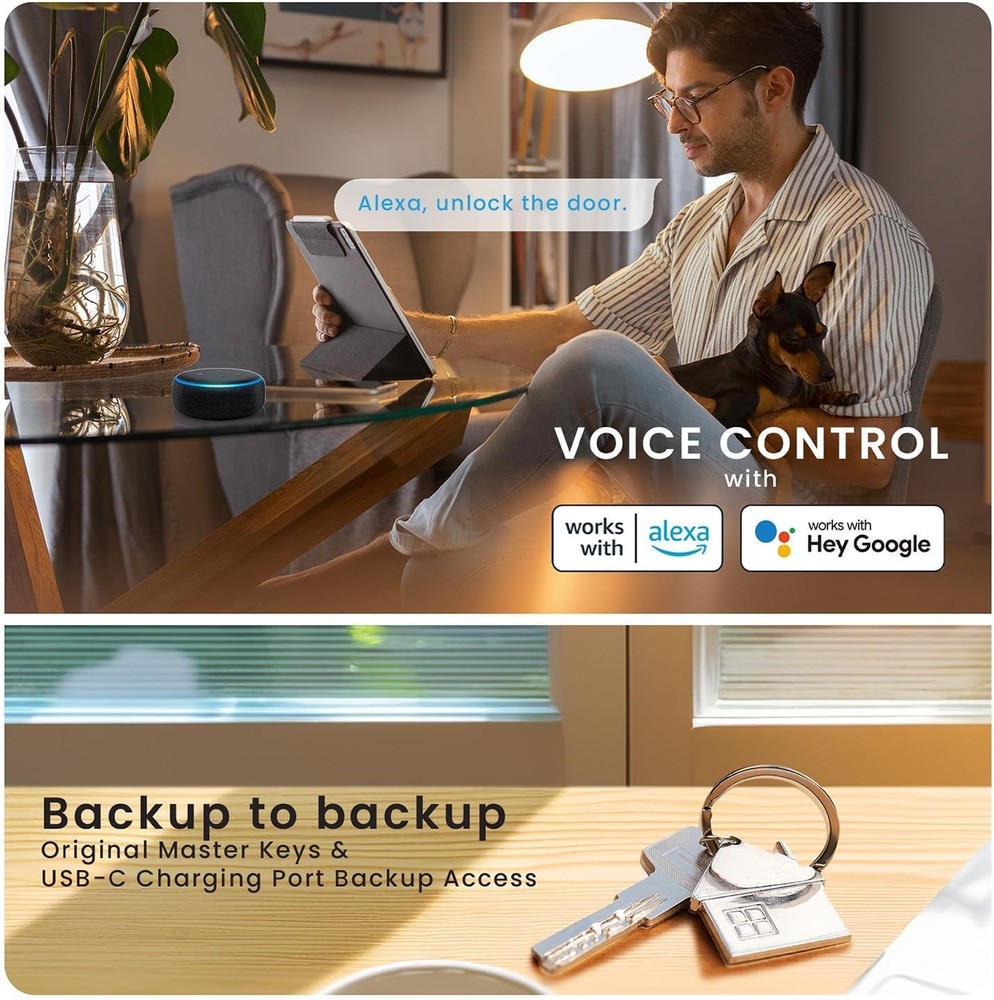 Lockly Secure Pro Deadbolt Smart Lock with Built-in Wi-Fi, TapCom Compatible