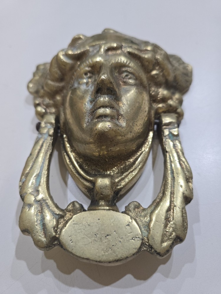 Ornate Heavy Solid Brass Door Knocker Greek Goddess 7"