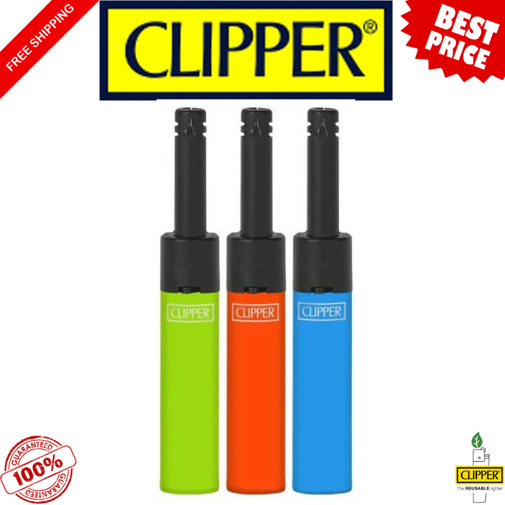 Clipper Large Minitube Lighters – 3-Pack | Fluorescent Colors, Refillable