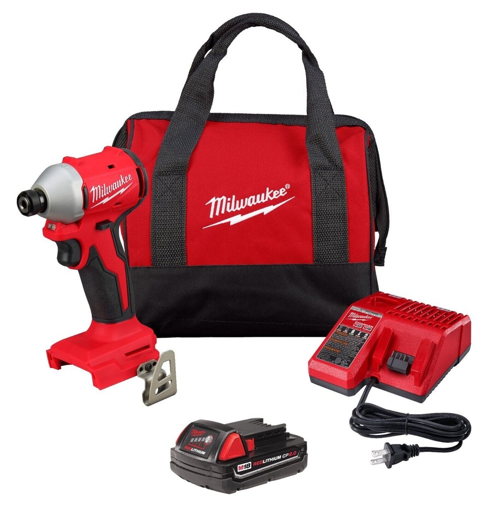 New Milwaukee 3650-21P M18 18V Compact Brushless 1/4" Hex Impact Driver Kit Open