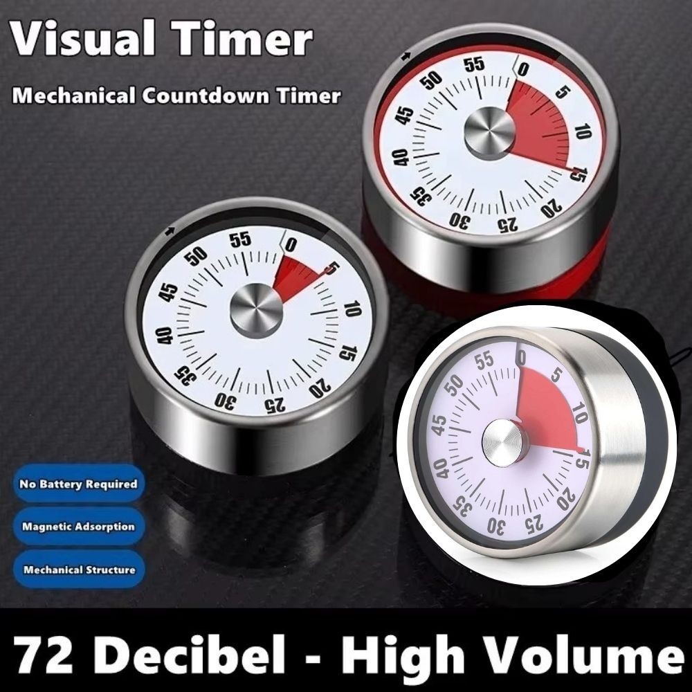 Visual Timer Magnetic Mechanical Countdown Clock for Classroom Kitchen Baking