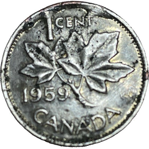 ERROR 1959 Canadian Silver one cent