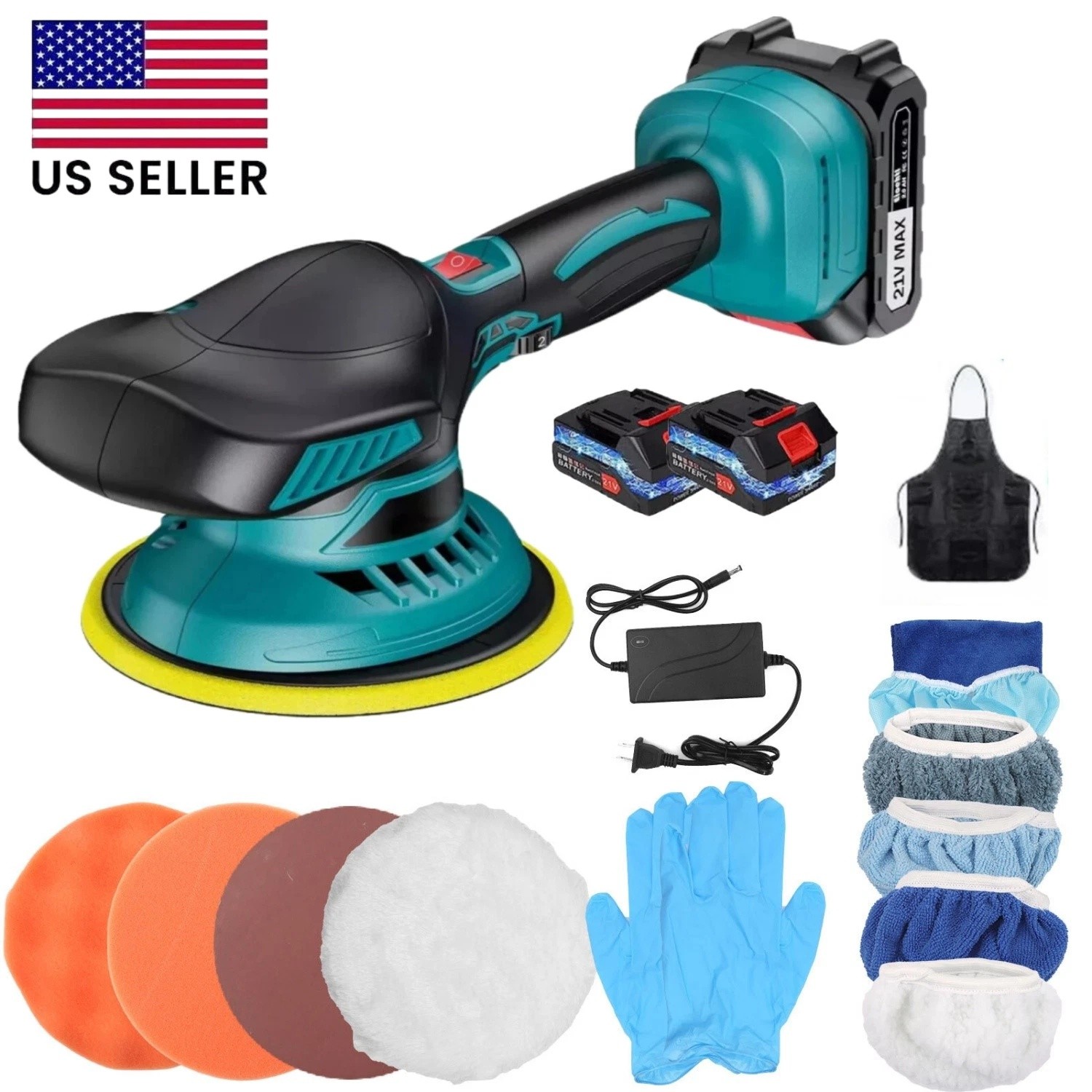 Dual Action Car Polisher Buffer Machine Cordless 6" Sander Polishing Kit Battery