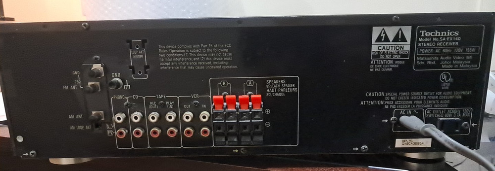 Technics Model SA EX140 - Audio/Video Stereo Receiver - No Remote
