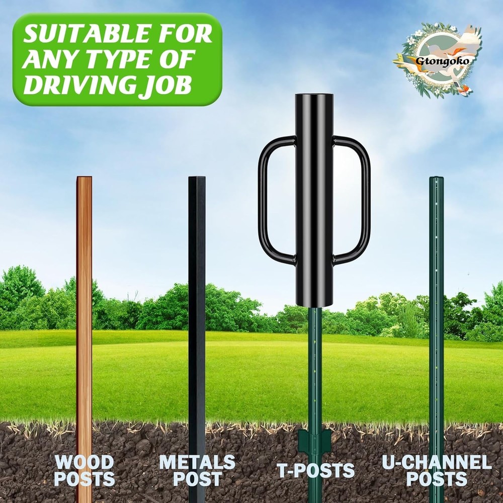 Compact 8LB Fence Post Driver with Loop Handles - Effortless Ground Installation