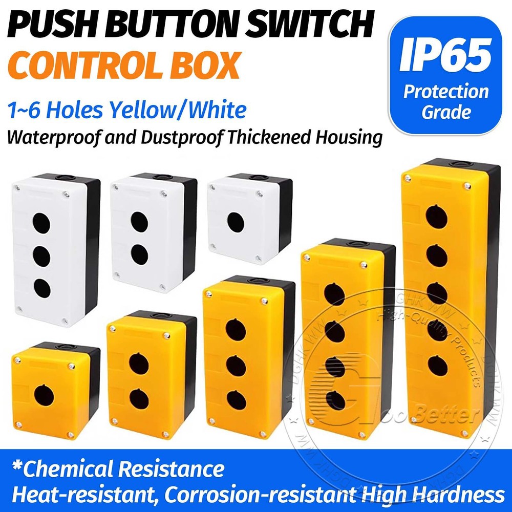 Switch Box 22mm 7/8" PushButton Plastic Enclosure Power Push Button 1-6 Hole