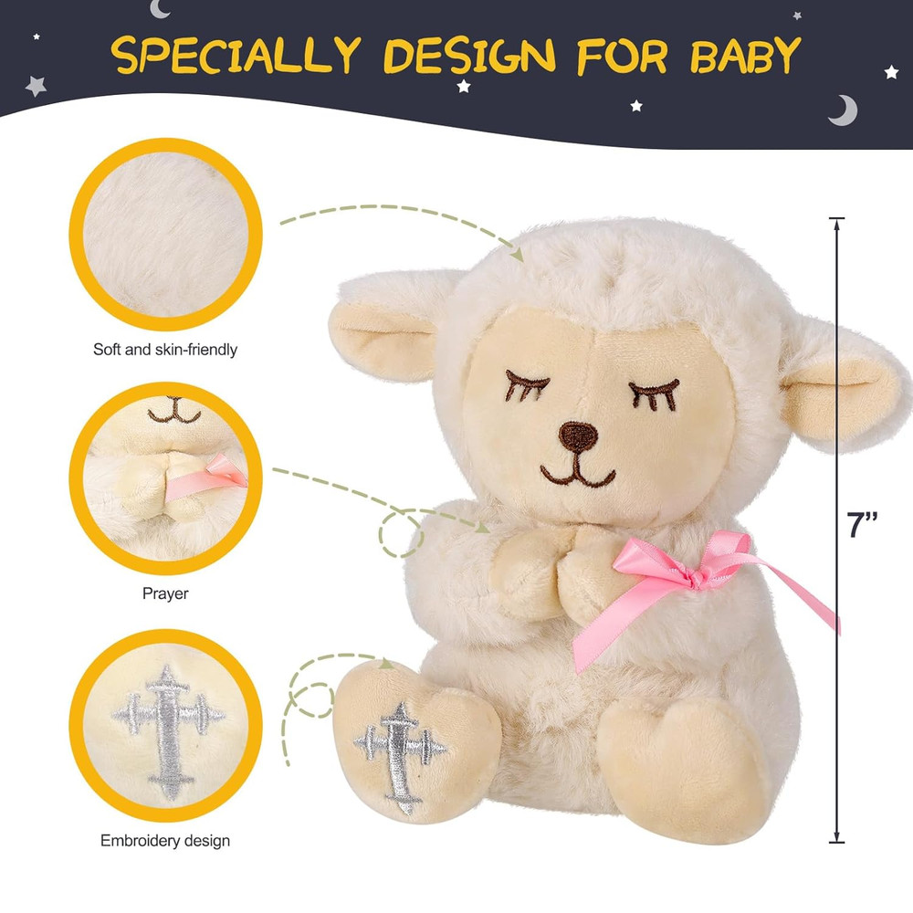 Baptism Gift Set – Plush Lamb & Prayer Book in Keepsake Box