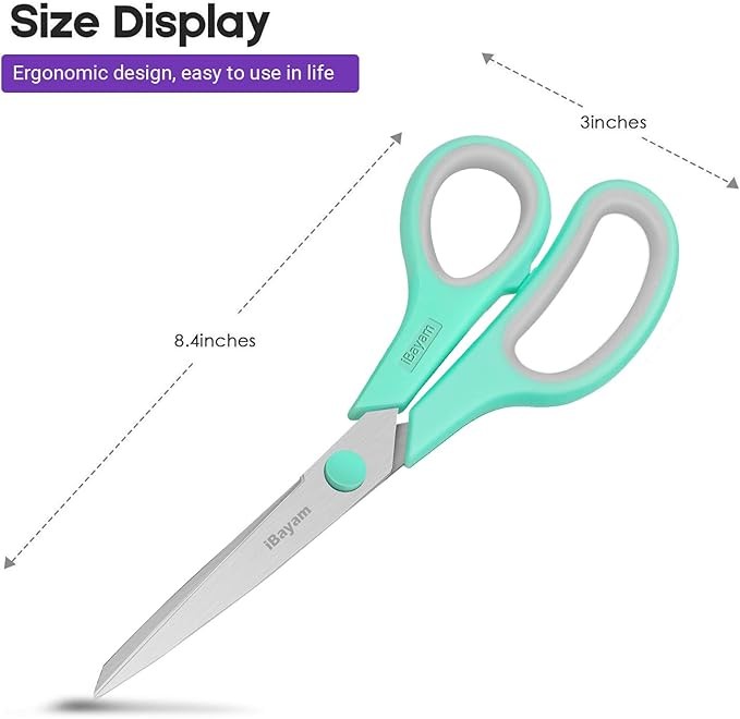 Scissors, iBayam 8" All Purpose Scissors Bulk 3-Pack.