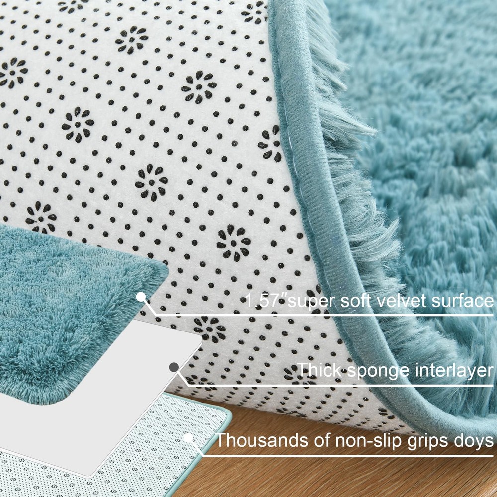 Merelax Soft Modern Indoor Large 3' x 5' (Rectangular), Turquoise Green