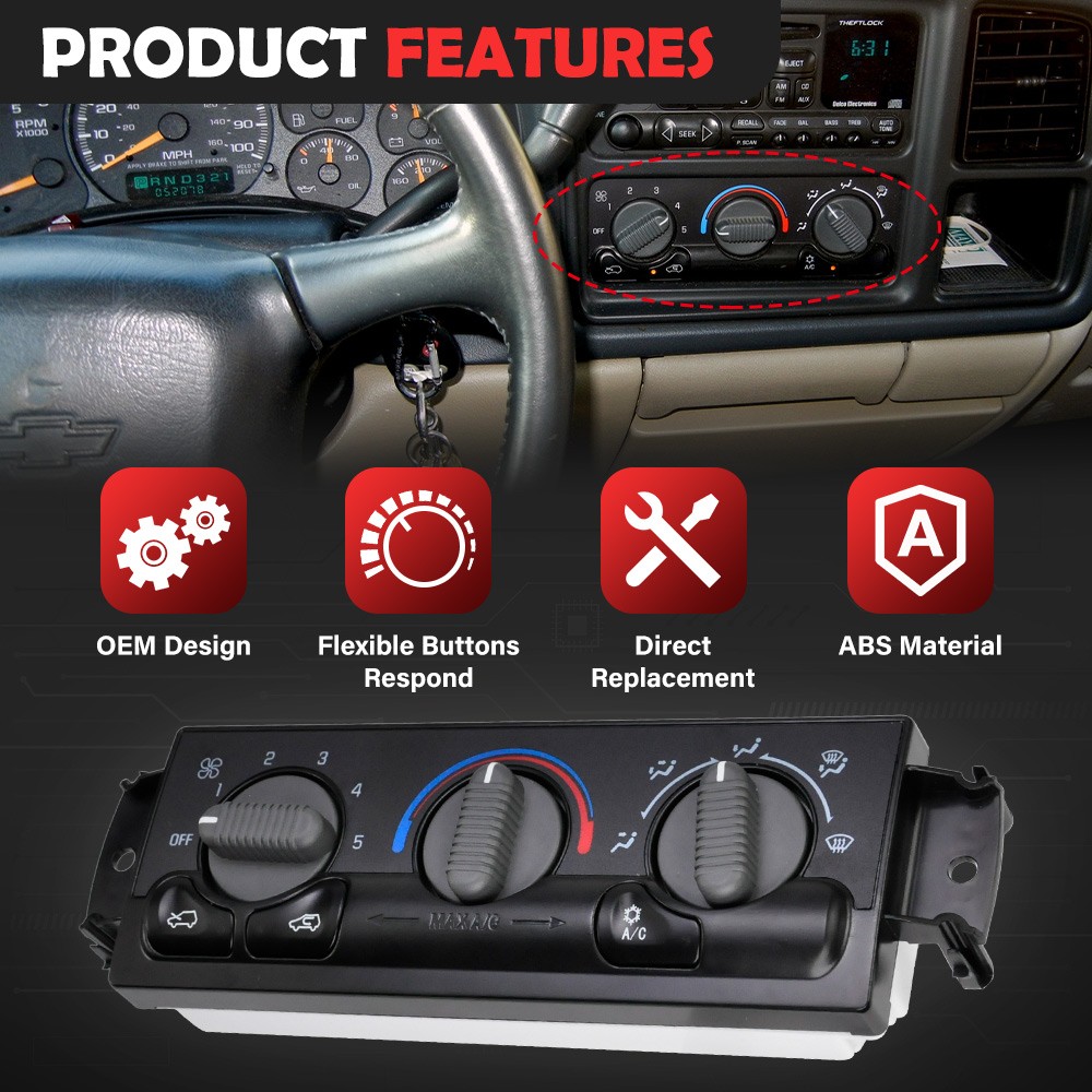 A/C Heater Climate Control Switch For 1999-2002 Chevy Silverado GMC Sierra 1500