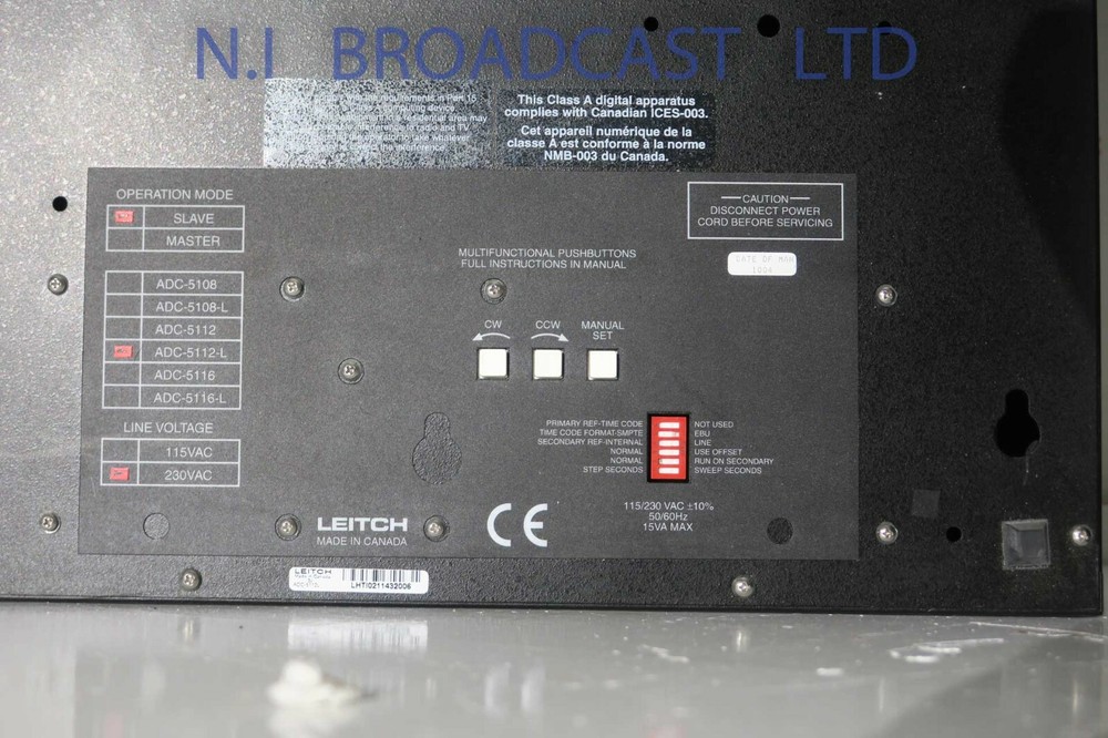Leitch adc5112l 12inch clock with timecode input and manual
