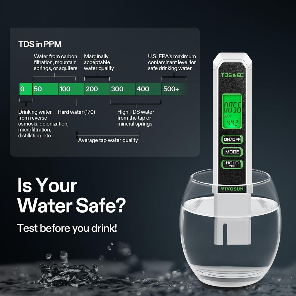 VIVOSUN Digital pH Meter, 0.01pH High Accuracy Pen Type pH Tester,UL Certified