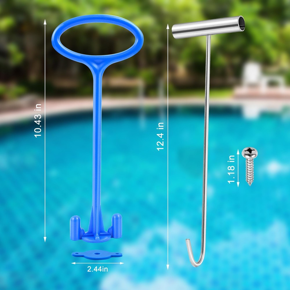 2 Sets Universal Pool Skimmer Basket Handle Hook for Inground Pools