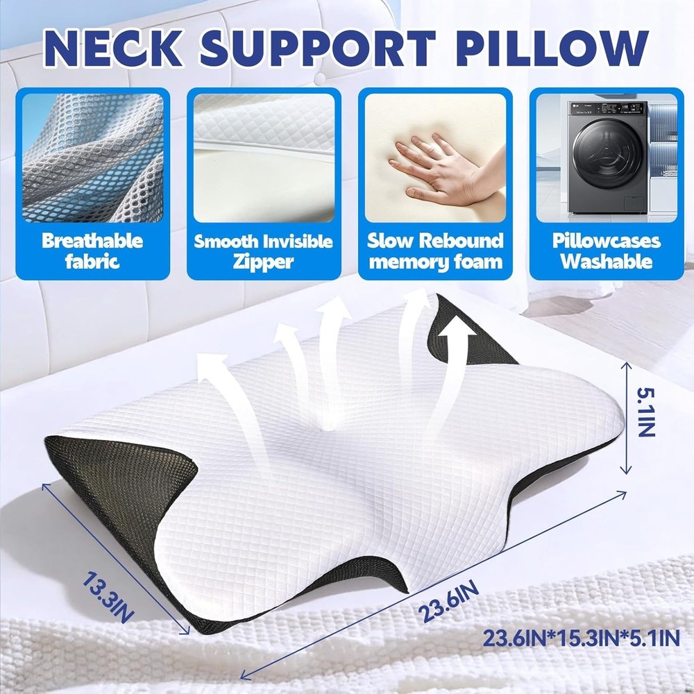 Ergonomic Cervical Neck Pillow with Memory Foam for Optimal Sleep Quality