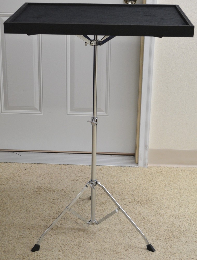 USED PERCUSSION TRAP TABLE WITH STAND, WOOD SHELL