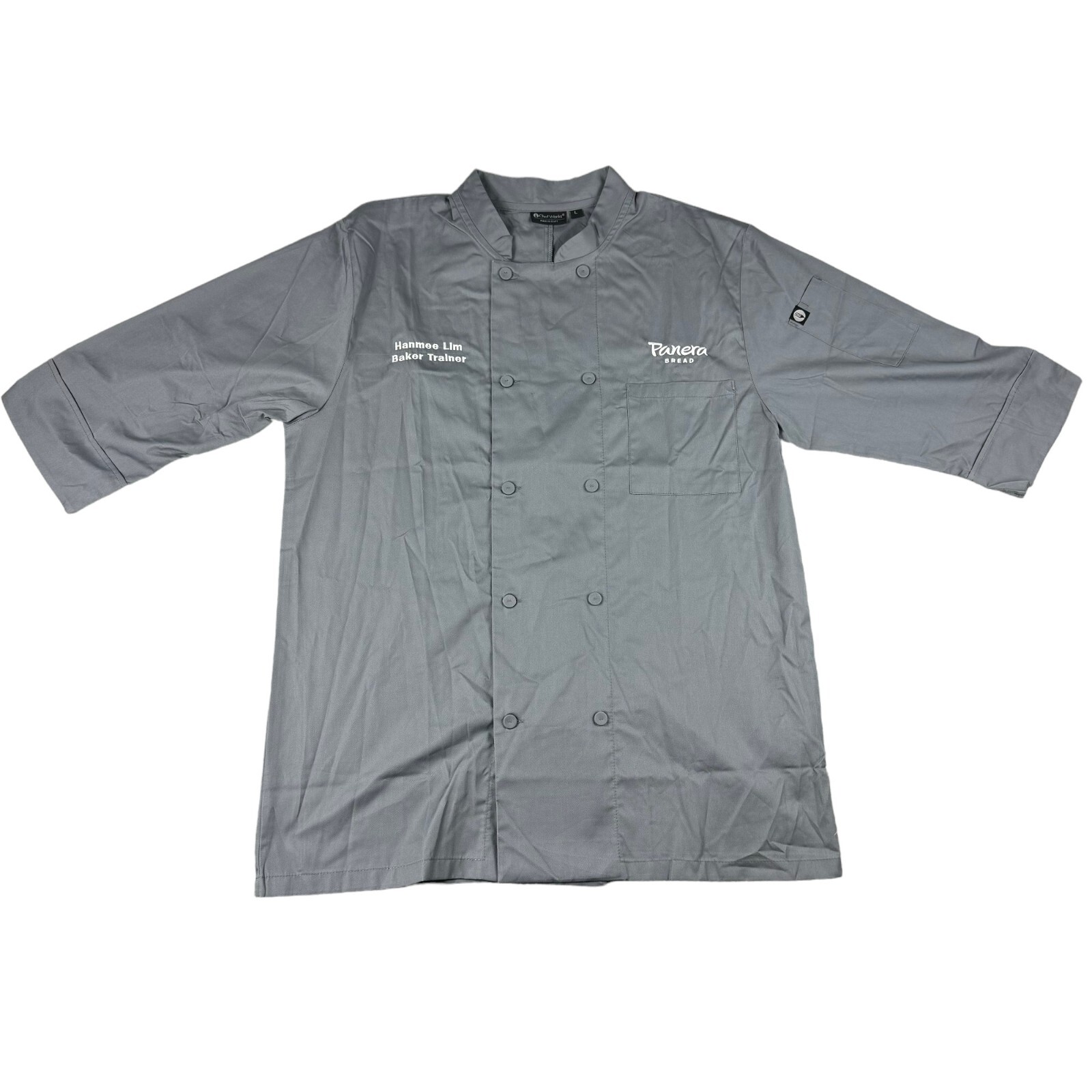 Chef Works Panera Bread Men's Large Gray Button Up Work Shirt