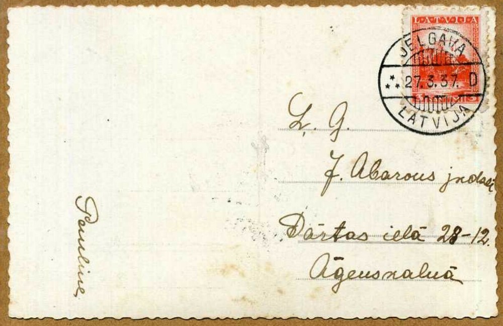 Latvia 1937 Easter Postcard w/Jelgava Cancel
