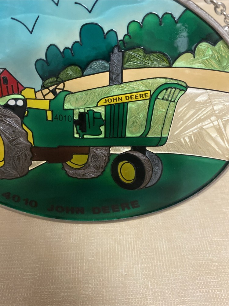 John Deere Decor Stained Glass Hanging Piece