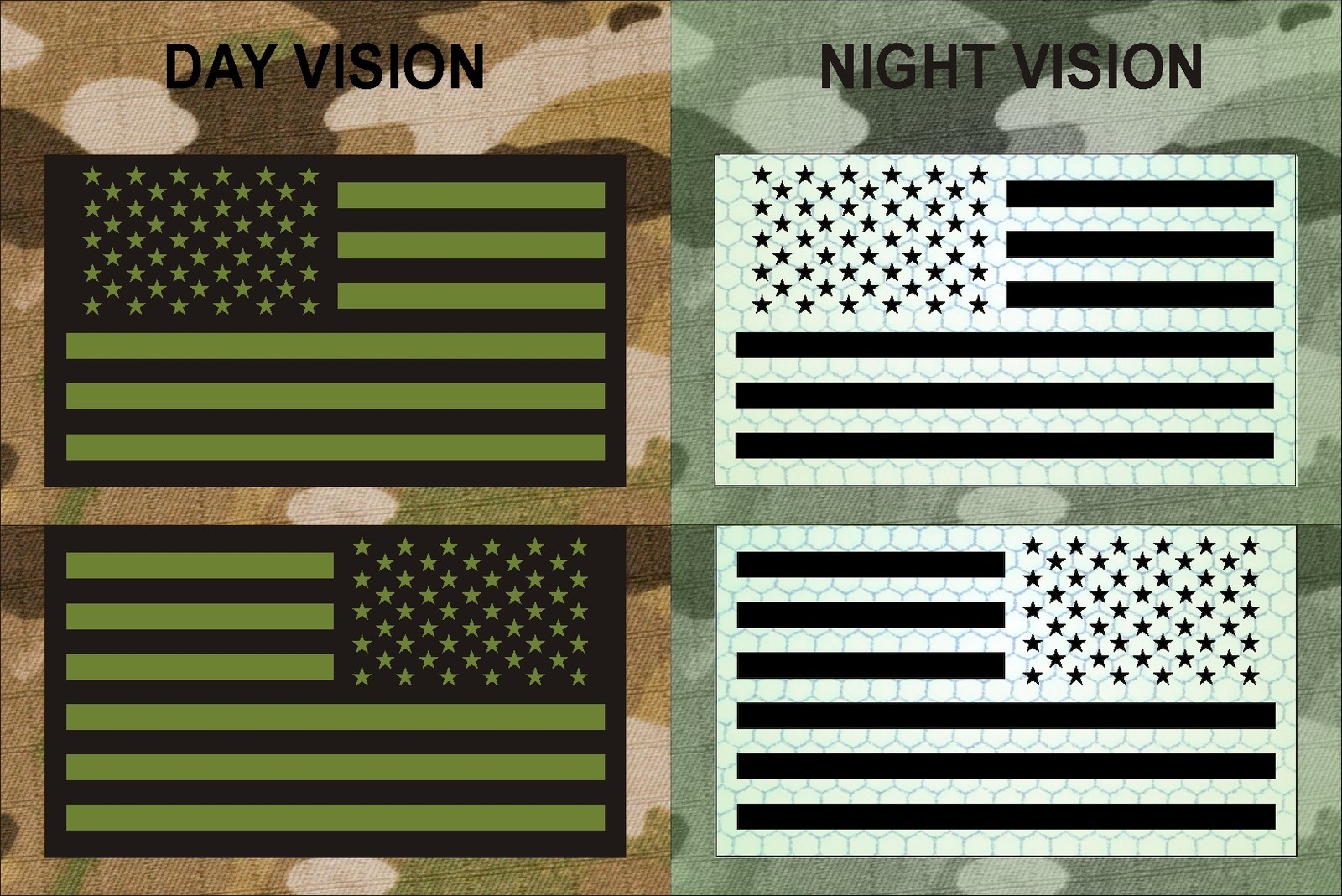 USA FLAG SET OD Green on IR MB SolasX PATCH 3.5"X2" WITH VELCRO® BRAND FASTENER