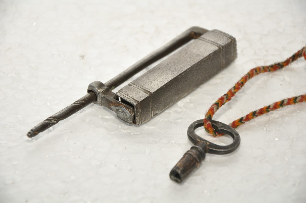 Vintage Iron Handcrafted Rectangular Screw System Padlock