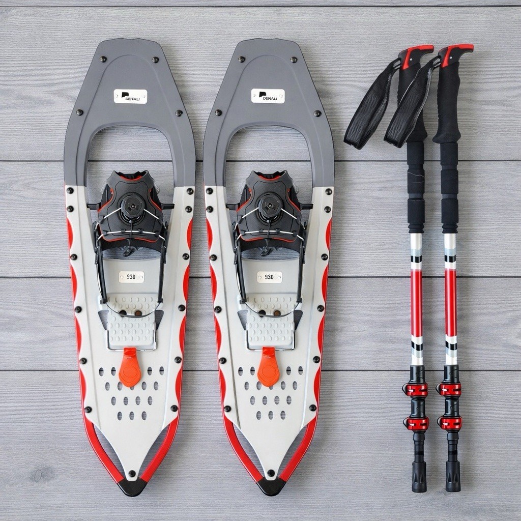 Denali Sawtooth Spin Snowshoes 9x30 | Winter Hiking Set w/ Poles & Bag 250 lb
