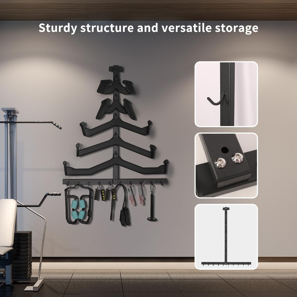 LAT Pulldown Attachment Storage Rack Wall Mount, Mag Grip LAT Pull Down Bar &...