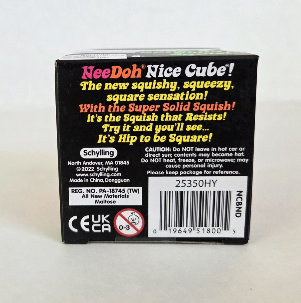 BLUE NeeDoh Nice Cube, Nee Doh Nicecube 2.25" Squishy Stress Toy 100% AUTHENTIC