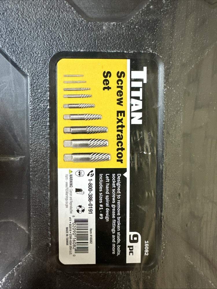 NEW Titan Screw Extractor Set 9pc PN:16082