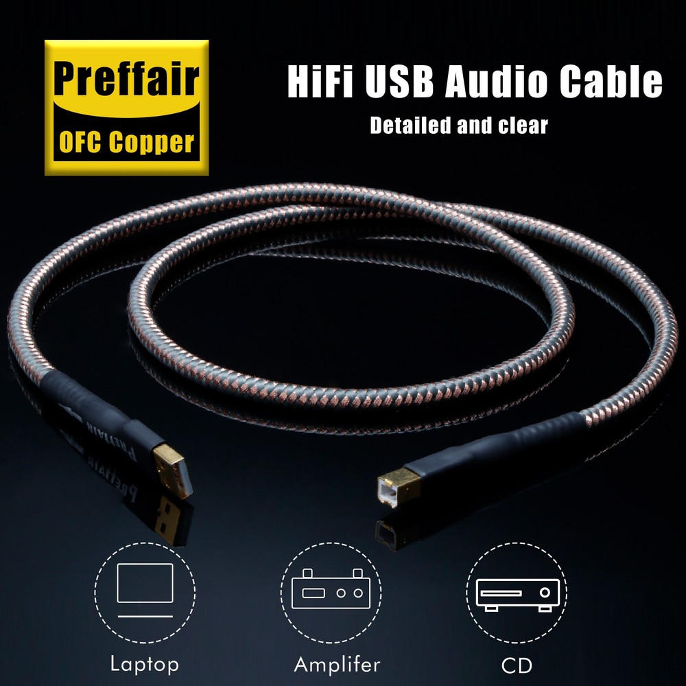 Type A-B USB2.0 Data Cord Gold Plated USB Cable Audio Sound Card DAC Decoder New