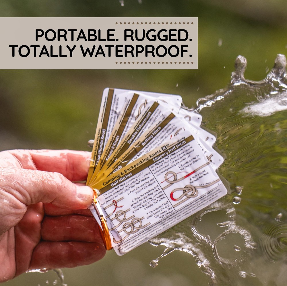 ReferenceReady Outdoor Knots Pocket Guide - Waterproof Sized, Brown