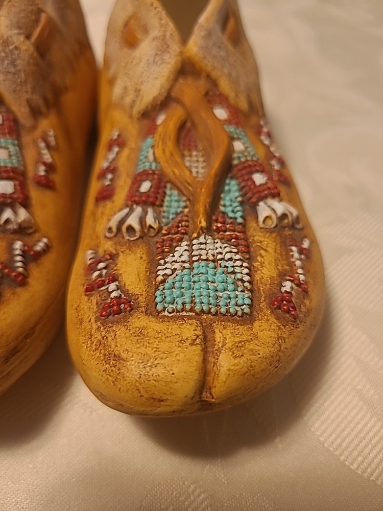 Ceramic Moccasins Native American Design Decorative 6" L