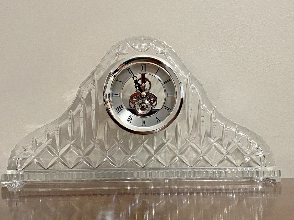Large German Gorham Crystal Clock Lady Anne Silver Skeleton Clock