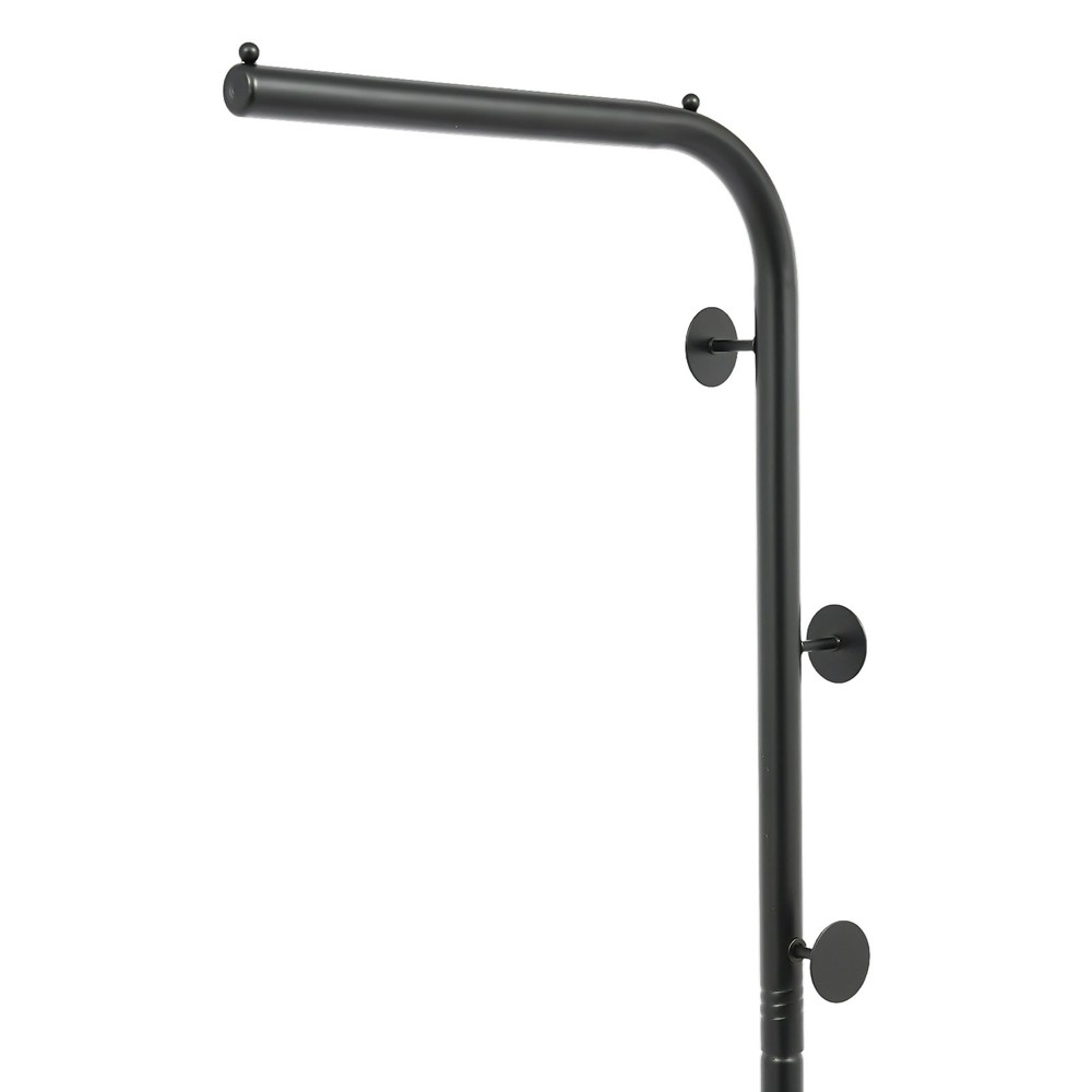 L-Shape Iron Coat Rack with Hooks and Shelf for Organized Storage